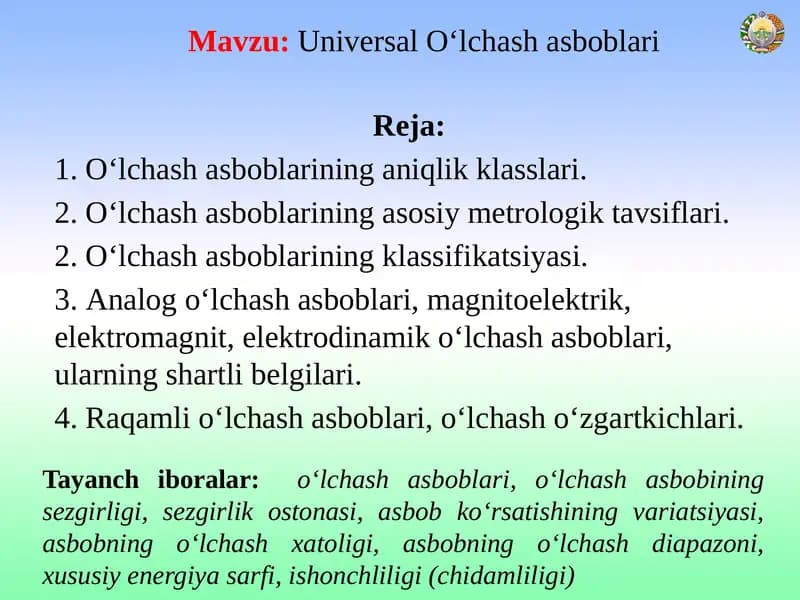 Universal O‘lchash asboblari