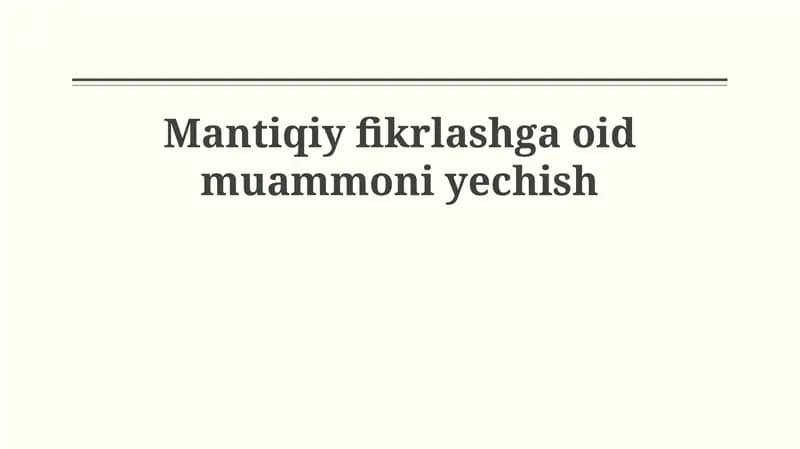 Mantiqiy Fikrlash