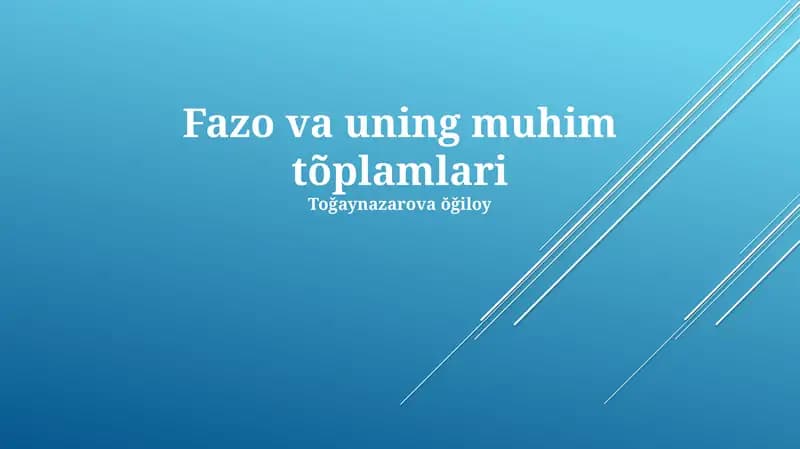 Fazo va uning muhim tõplamlari