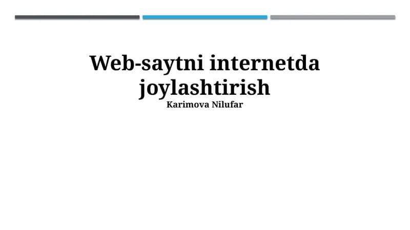 Veb-saytni internetda joylashtirish