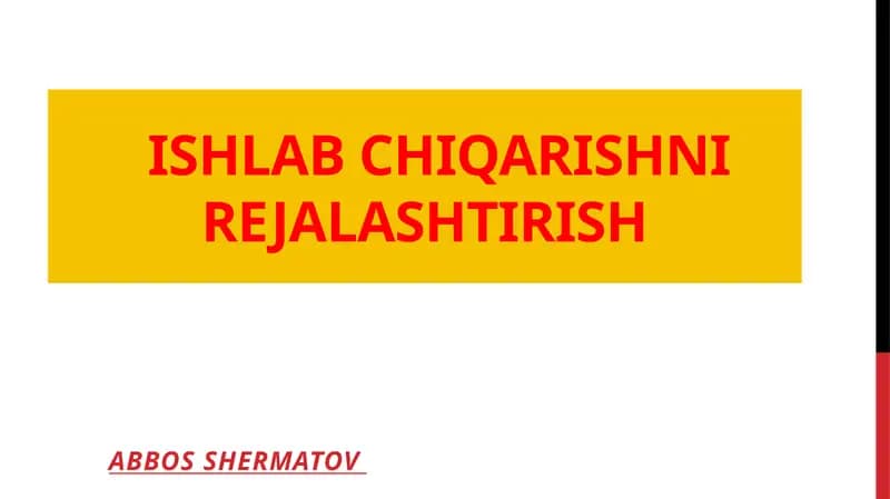 Ishlabchiqarishni rejalashtirish