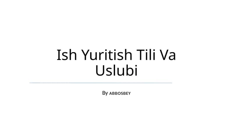 Ish Yuritish Tili Va Uslubi
