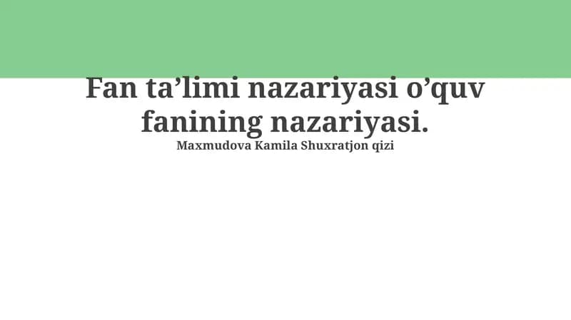 Ta'lim nazariyasi