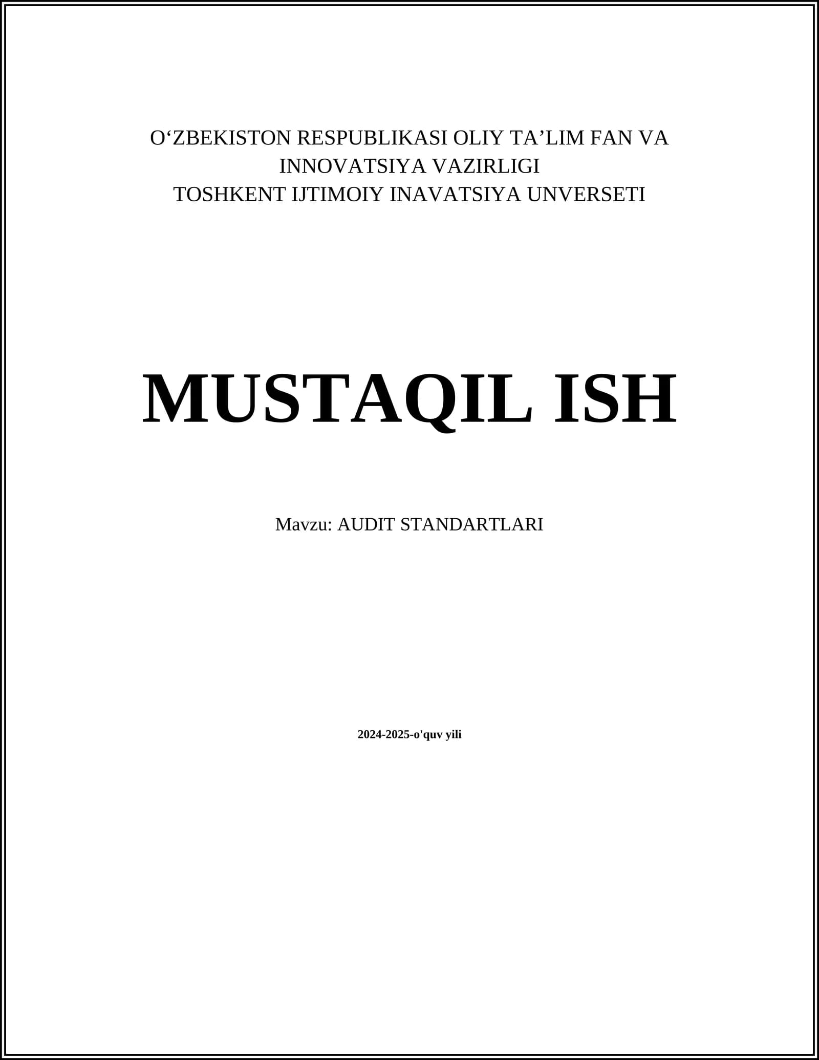 AUDIT STANDARTLARI