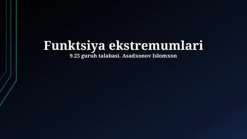 Ekstremumlar: Ta'riflar va Asosiy Tushunchalar