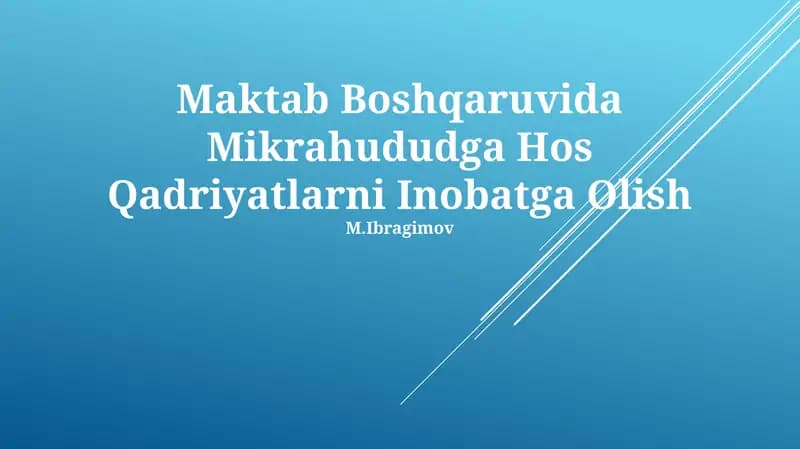 Mikrota'limni Maktab Boshqaruvi