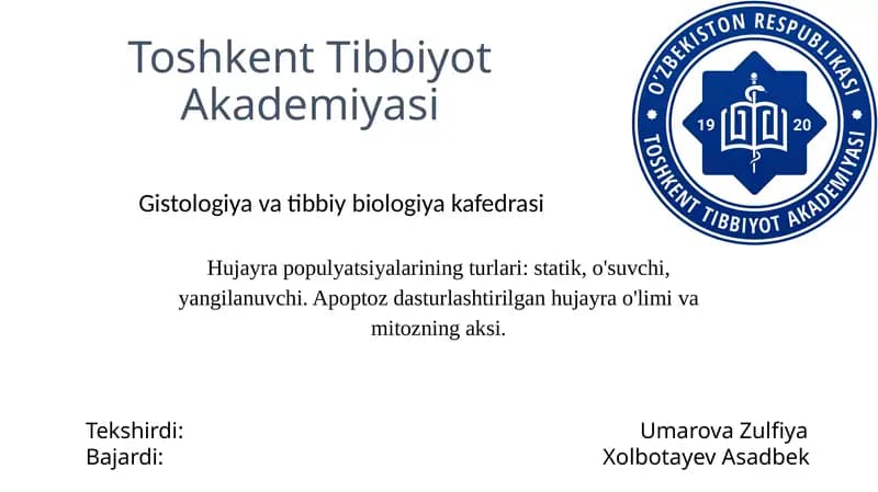 Hujayra populyatsiyalarining turlari