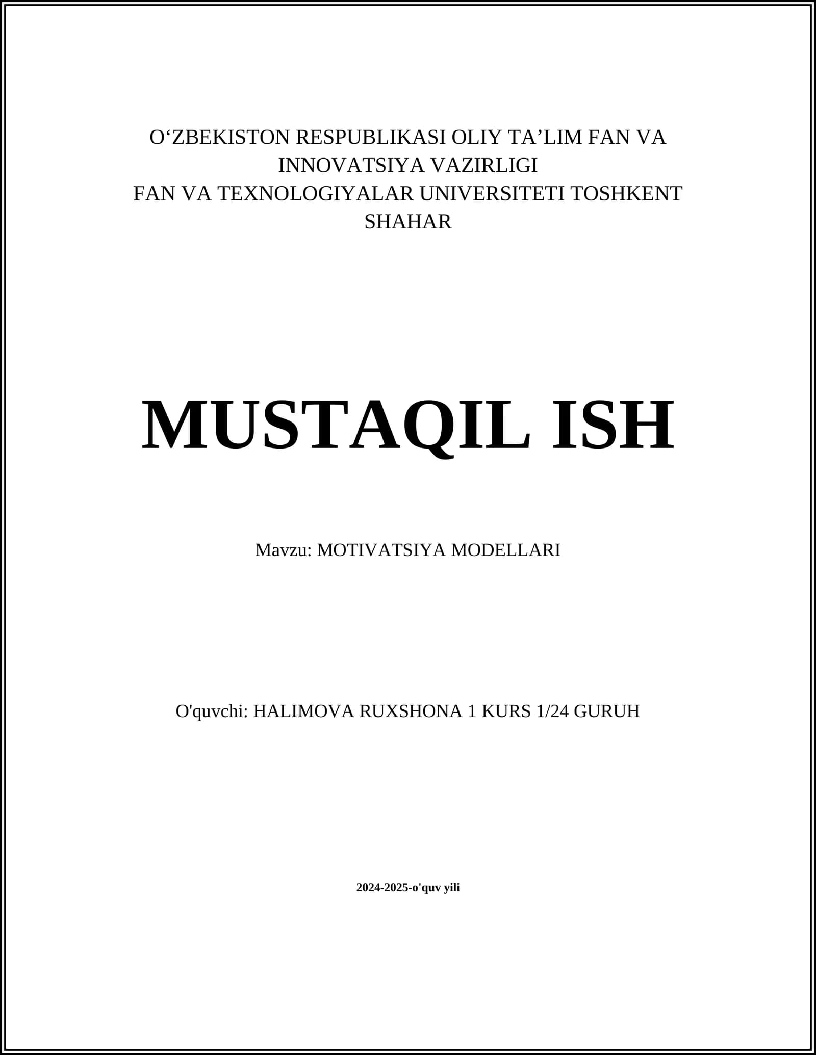 MOTIVATSIYA MODELLARI