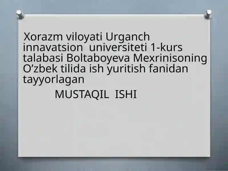 O’zbek tili (1-kurs talabasi)