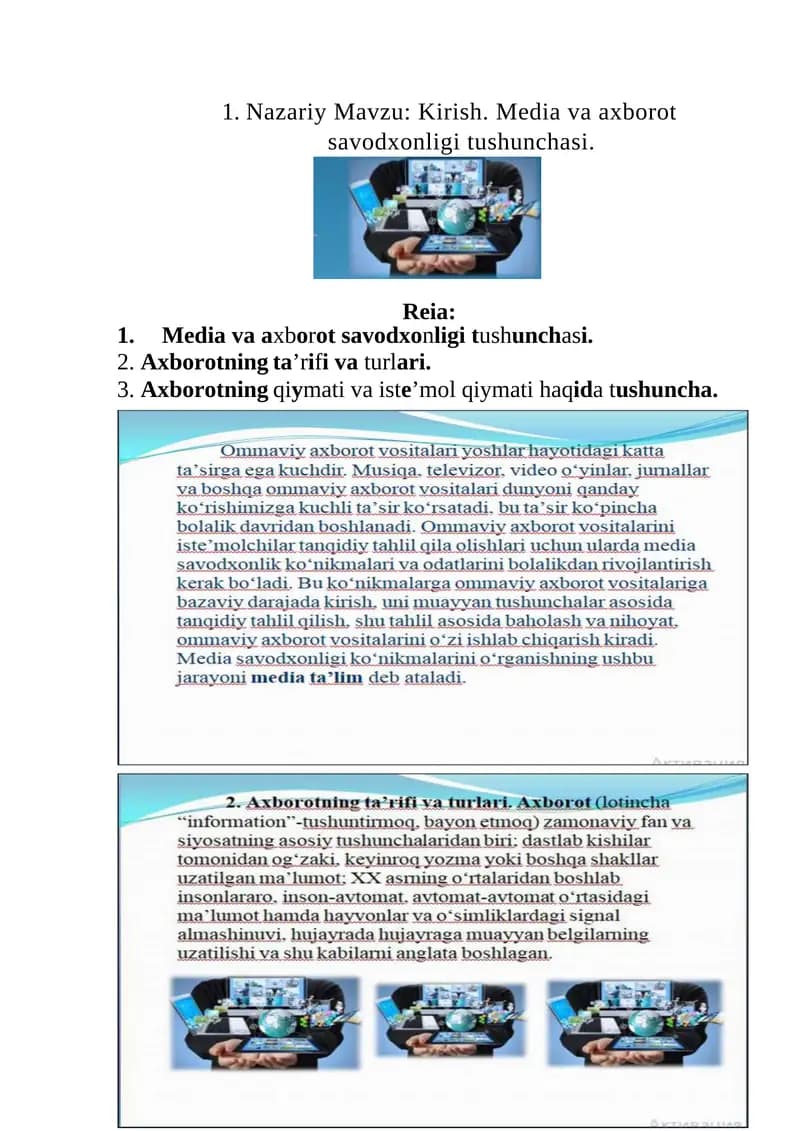 Medianing funksiyalari