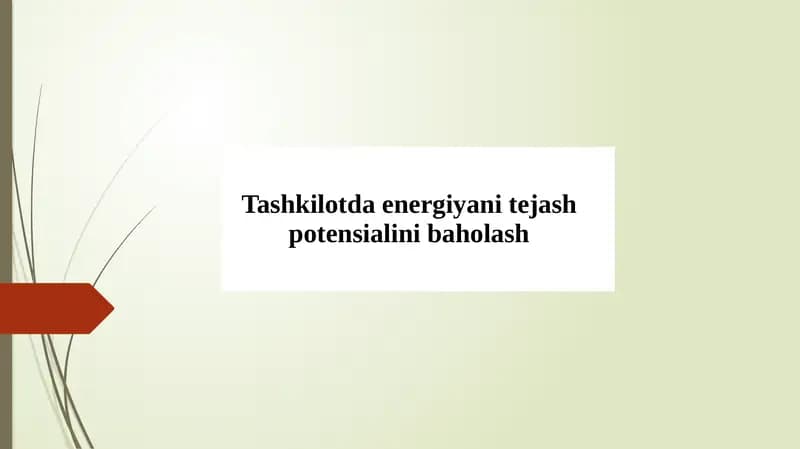 Issiqlik-energetika tejash potensialini baholash
