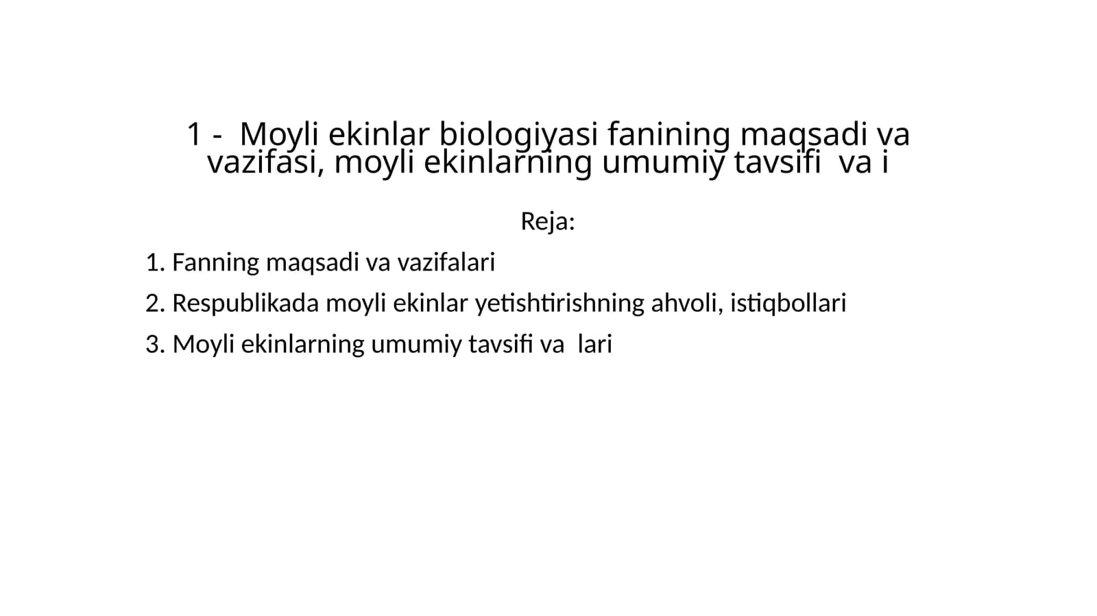 Moyli ekinlar biologiyasi