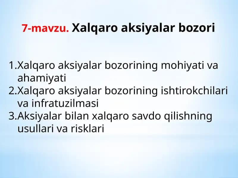 Xalqaro aksiyalar bozori
