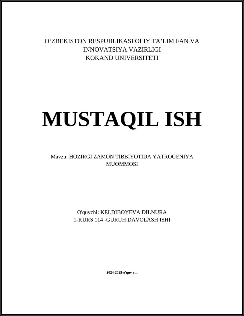 Yatrogeniya Muommosi