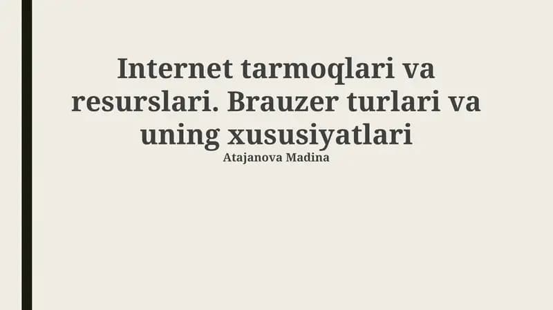 Internet tarmoqlari va resurslari