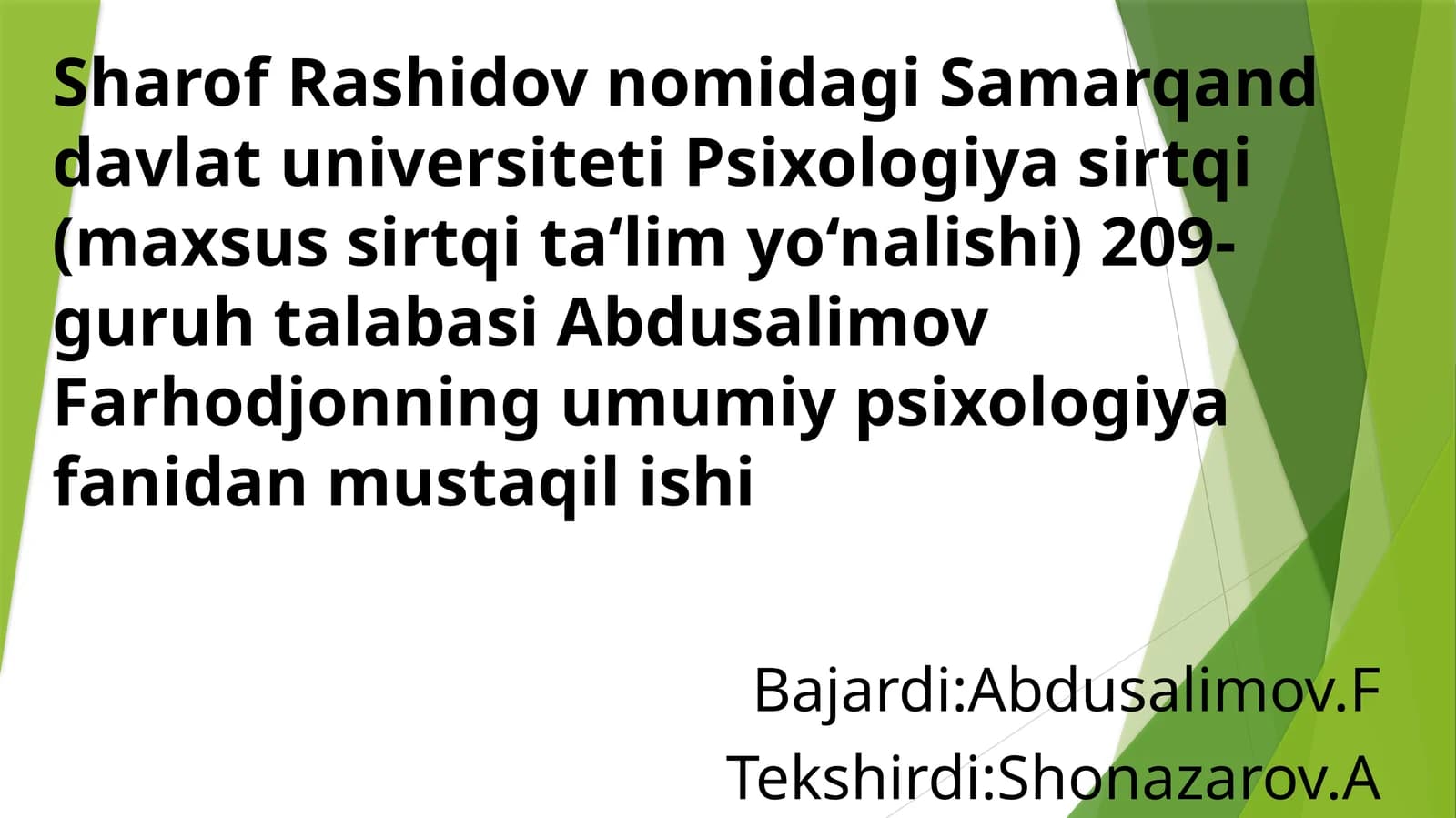 Samarqand davlat universiteti Psixologiya sirtqi