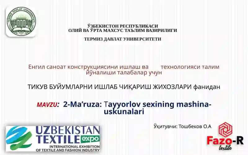 Tаyyorlоv sexining mаshinа-uskunаlаri