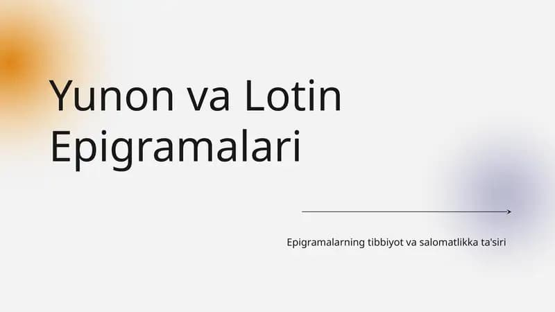 Yunon va Lotin Epigramalari