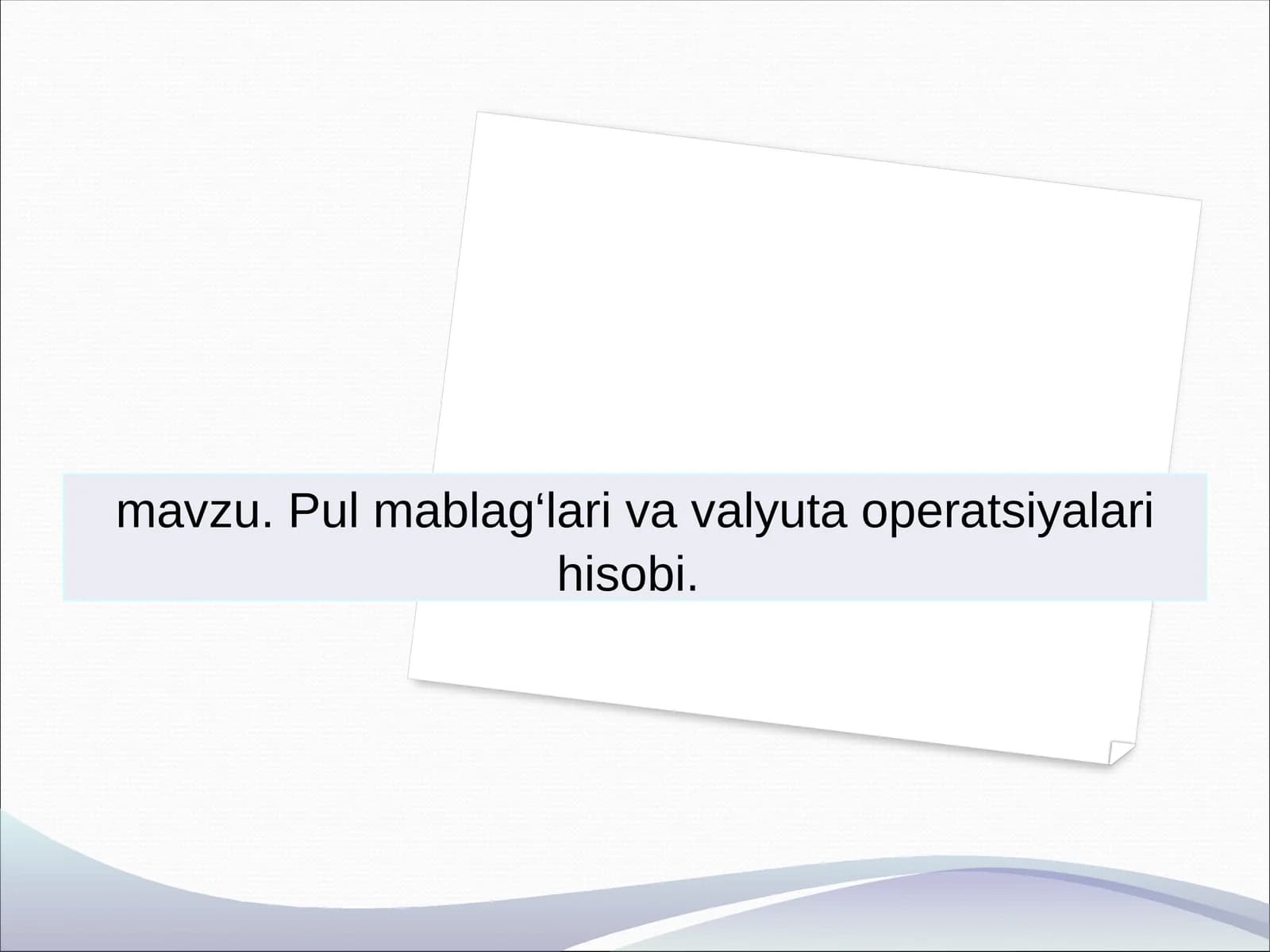 Pul mablag‘lari va valyuta operatsiyalari hisobi