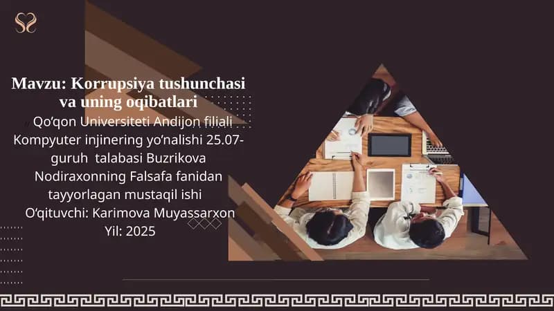 Korrupsiya bo`yicha malumot