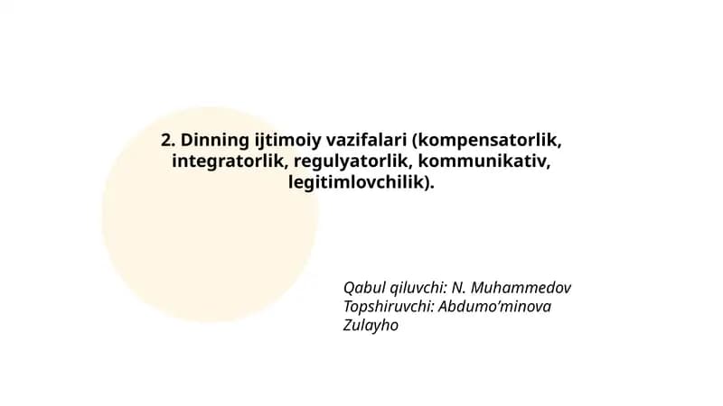 Dinning ijtimoiy vazifalari