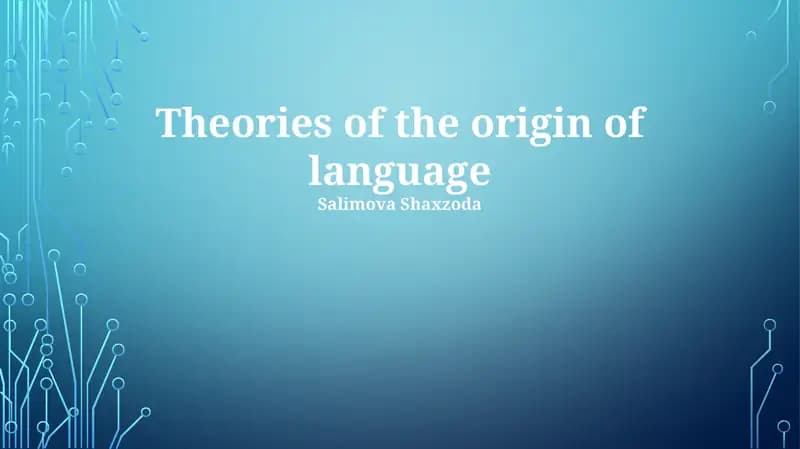 Theories of the Origin of Language