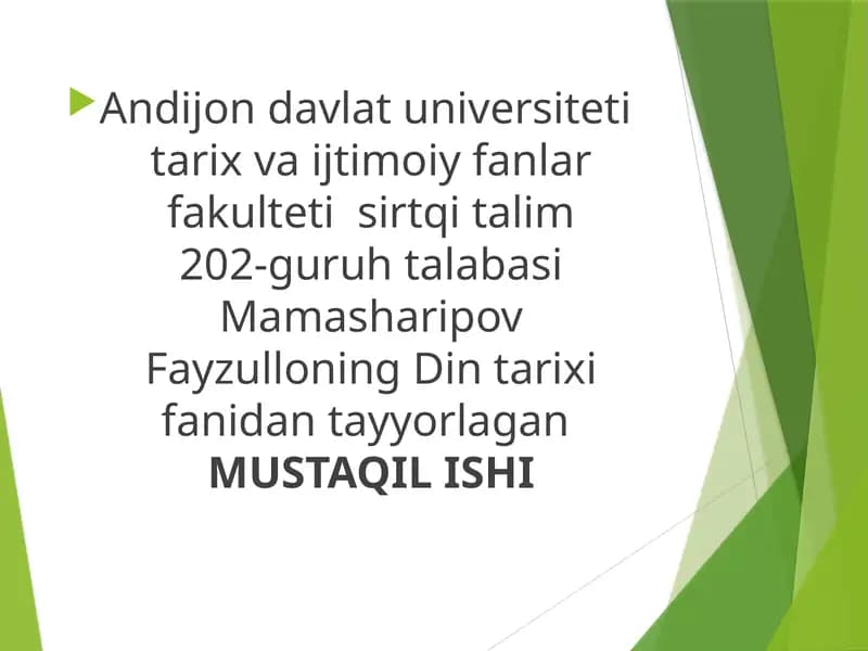 Milliy dinlar tushunchasi va ta'limotlari