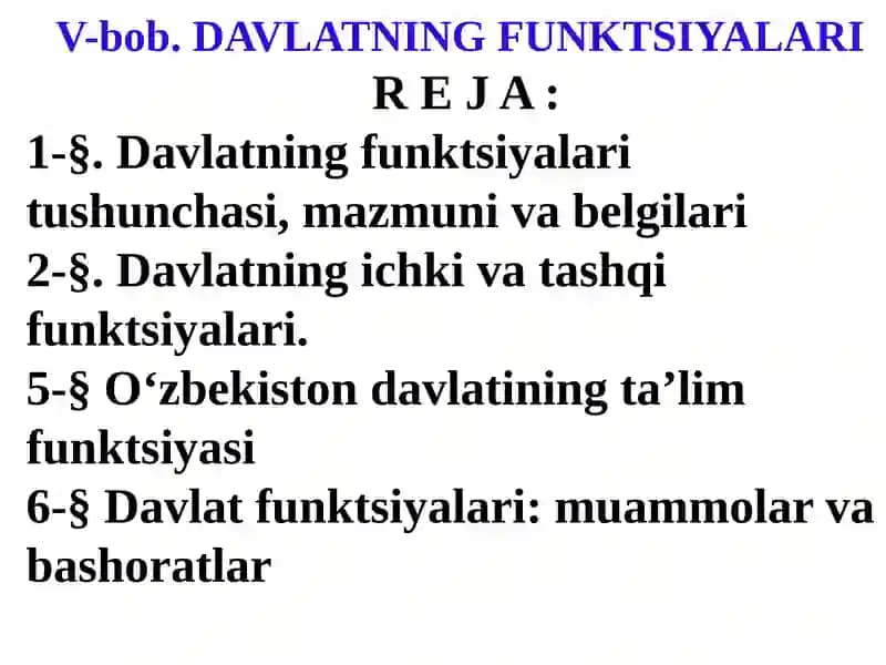 Davlatning Funktsiyalari