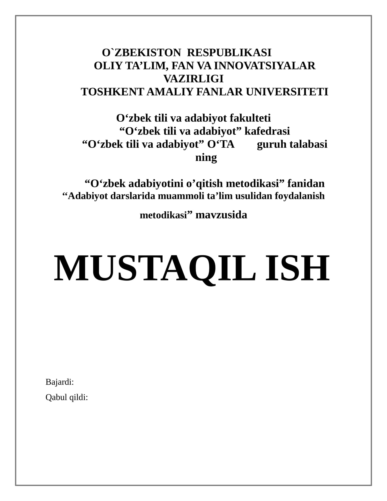 Adabiyot darslarida muammoli ta’limning nazariy asoslari