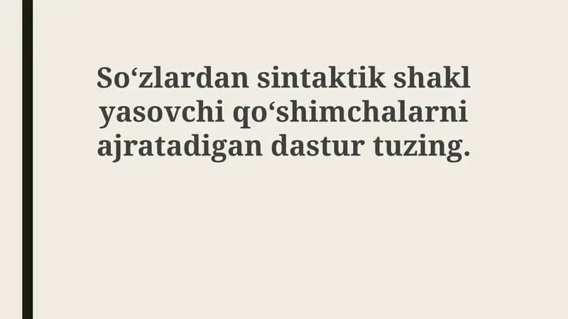 Suffixlarni Aniqlash va Ko'p Ma'nolilikni Hal Qilish
