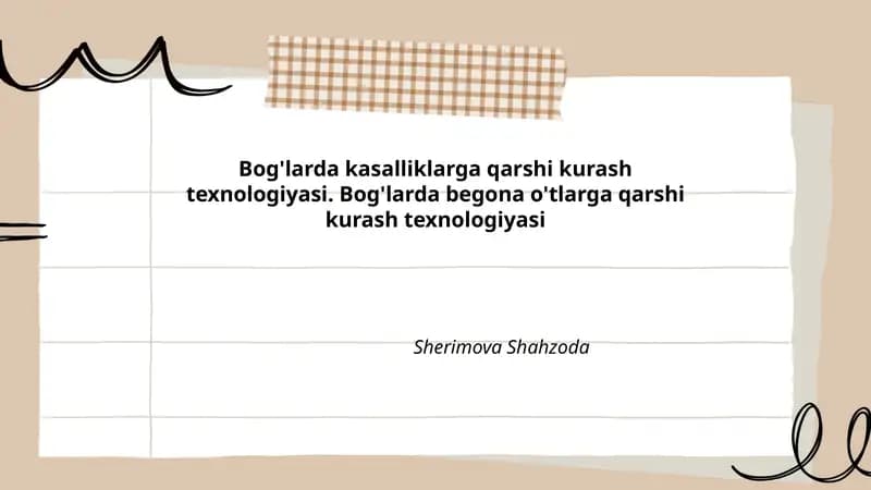 Bog'larda kasalliklarga qarshi kurash texnologiyasi