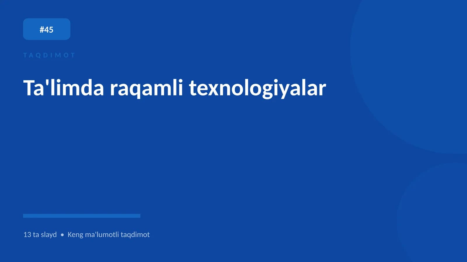 Ta'limda raqamli texnologiyalar