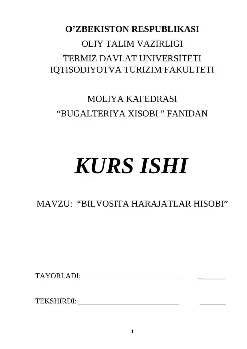 Bilvosita xarajatlar hisobi
