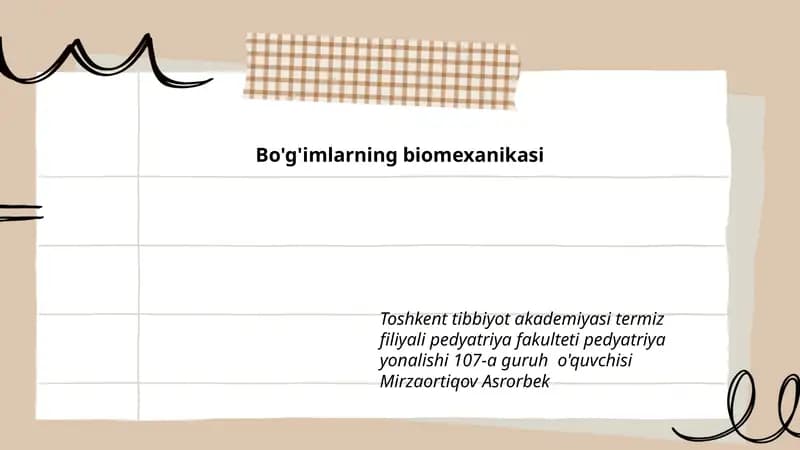 Bo'g'imlarning biomexanikasi