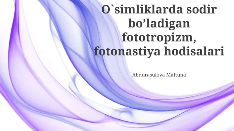 Fototropizm va Fotonastiya