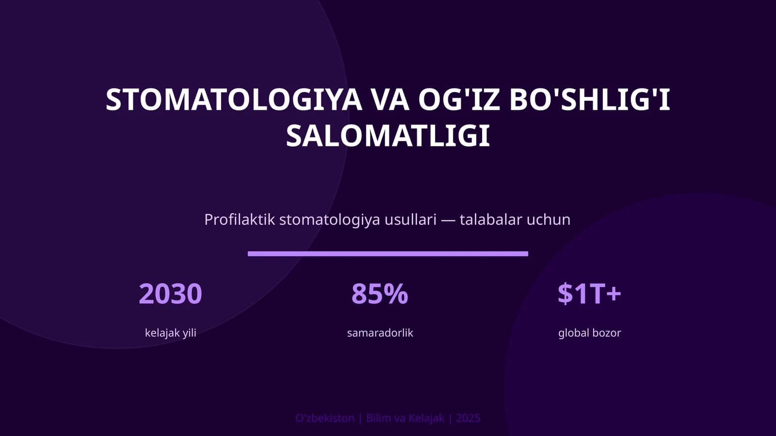 Profilaktik stomatologiya usullari talabalar uchun