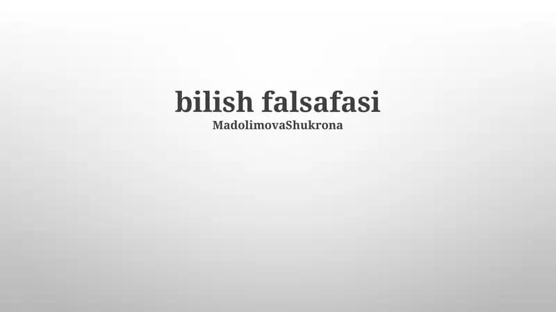 Bilish falsafasi