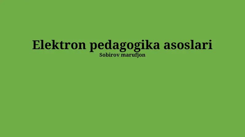 Elektron pedagogika asoslari