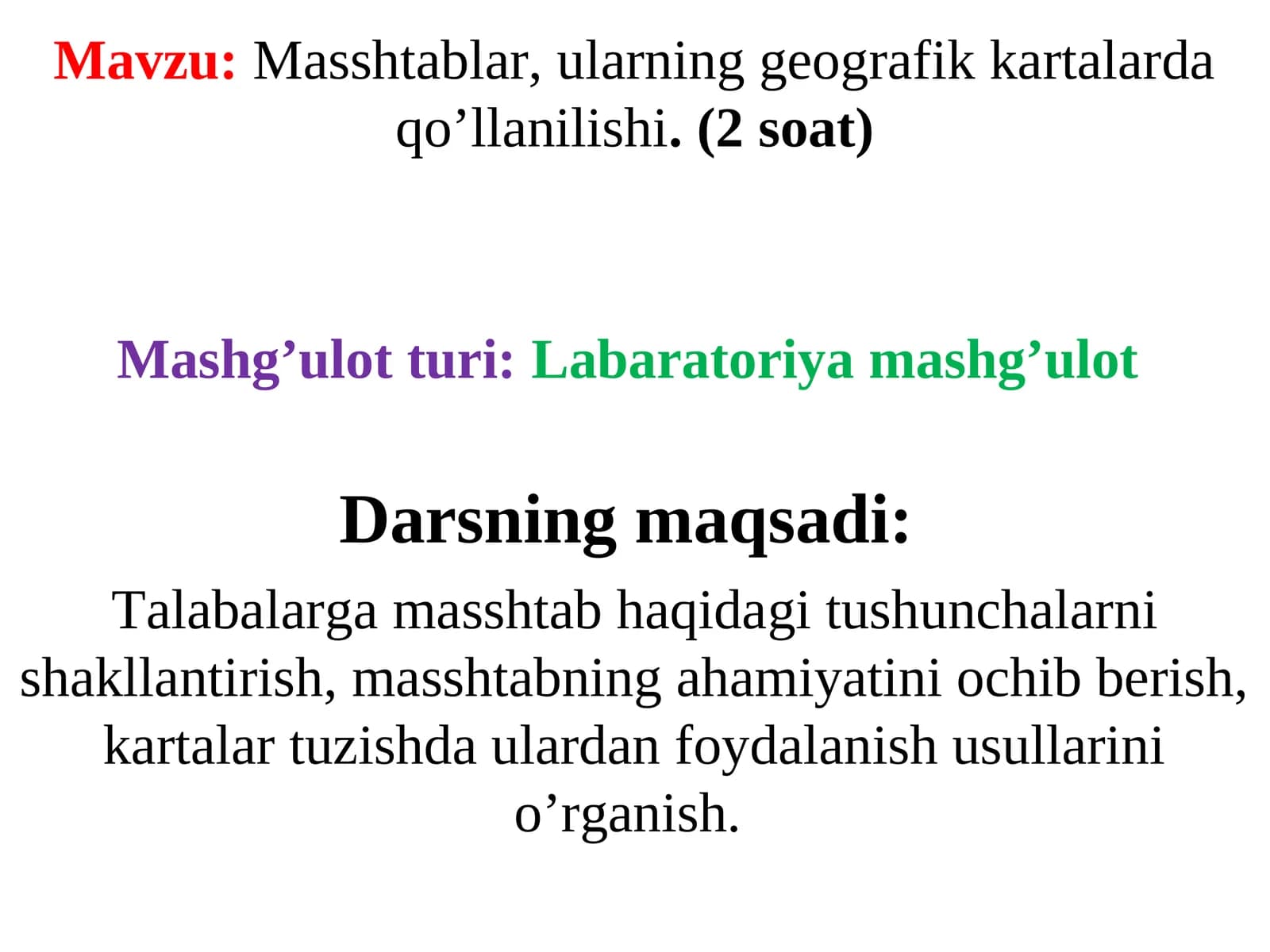 Masshtablar, ularning geografik kartalarda qo’llanilishi