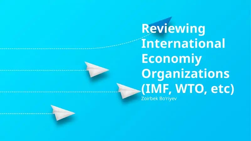 Reviewing International Economic Organizations (IMF, WTO, etc)