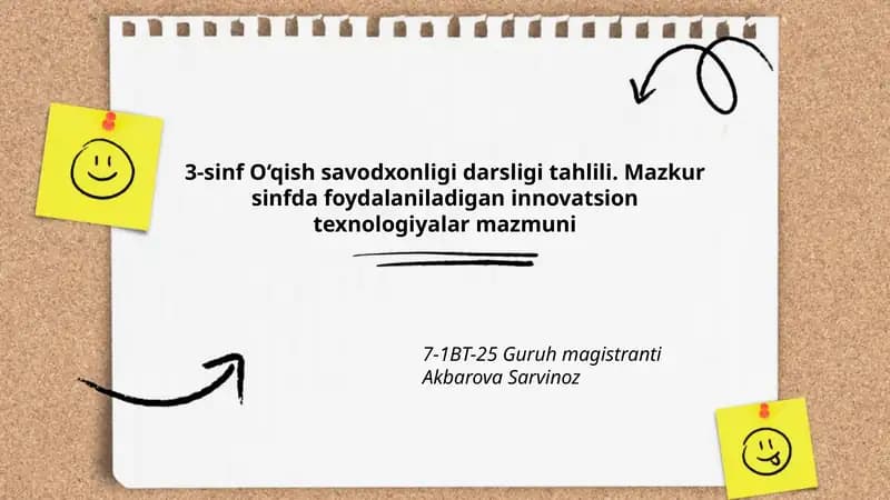 3-sinf O‘qish savodxonligi darsligi tahlili