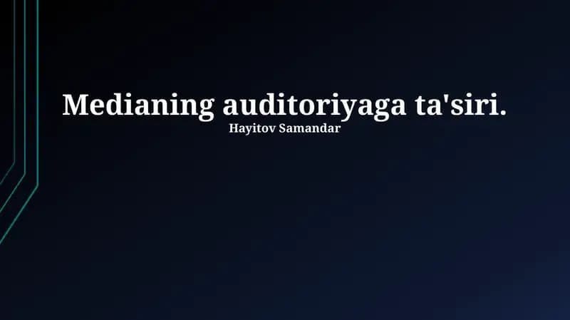 Ommaviy axborot vositalarining ta'siri