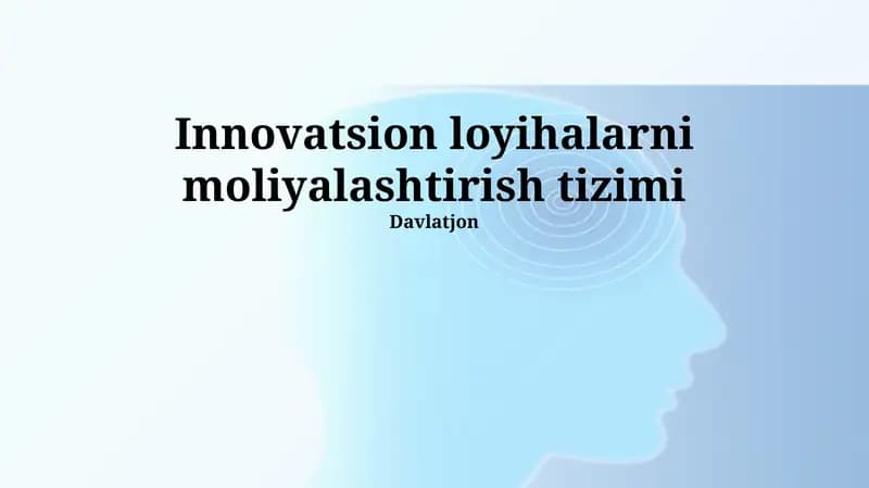 Innovatsion loyihalarni moliyalashtirish tizimi