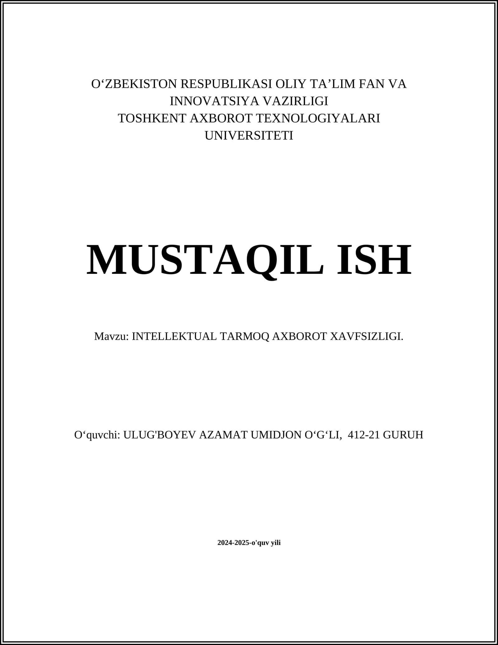Axborot xavfsizligi tushunchasi