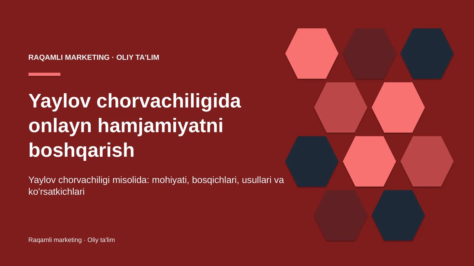 Yaylov chorvachiligida onlayn hamjamiyatni boshqarish