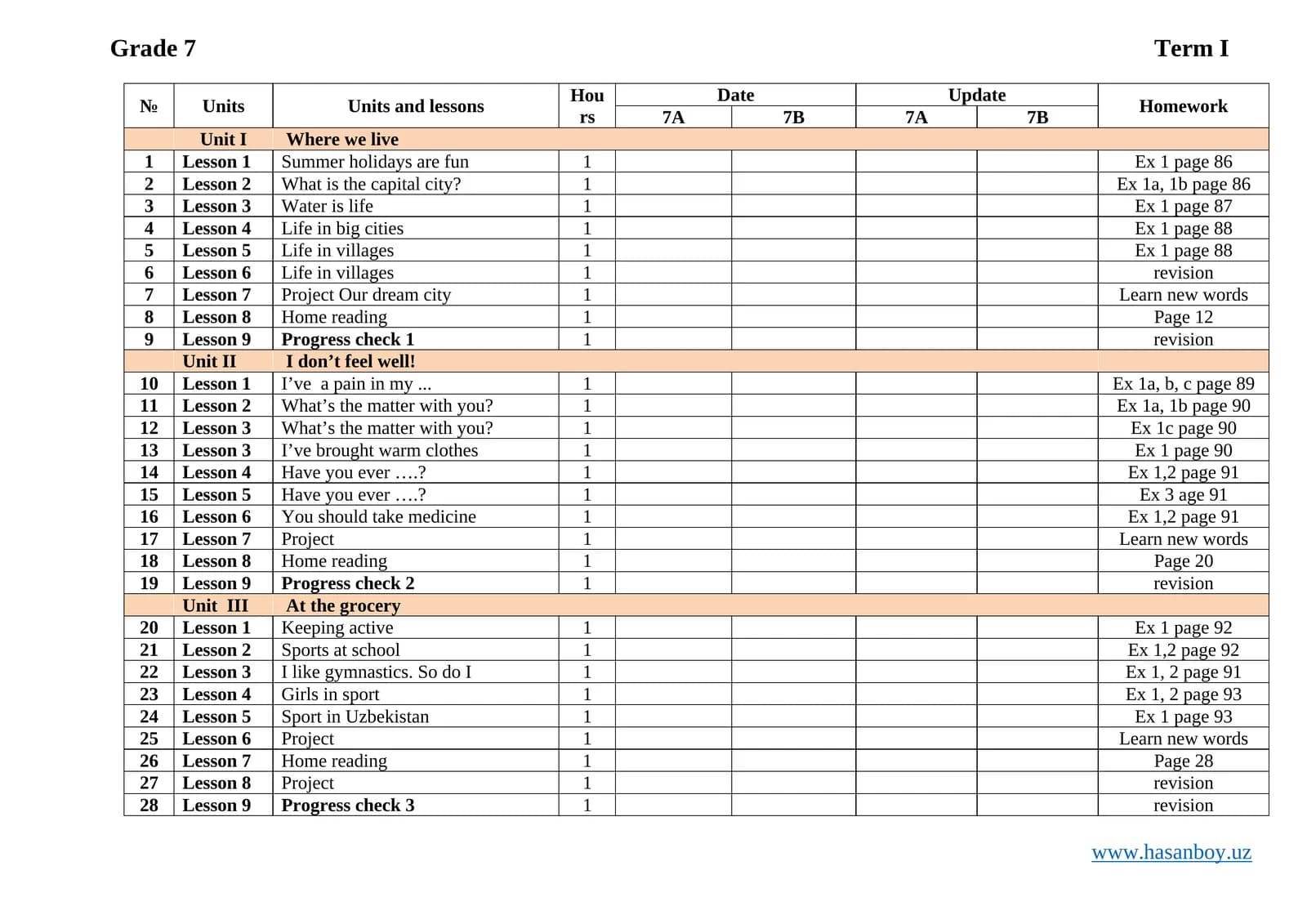 Grade 7 Term I