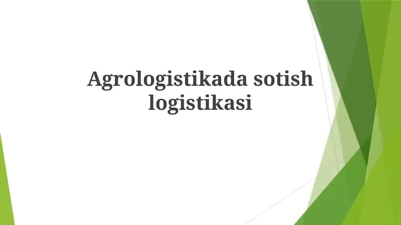 Agrologistikada sotish logistikasi