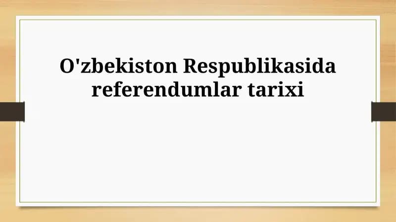 O'zbekiston Respublikasida referendumlar tarixi