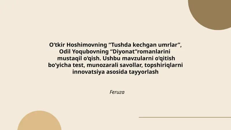 Tushda kechgan umrlar, Diyonat