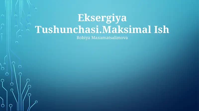 Eksergiya Tushunchasi